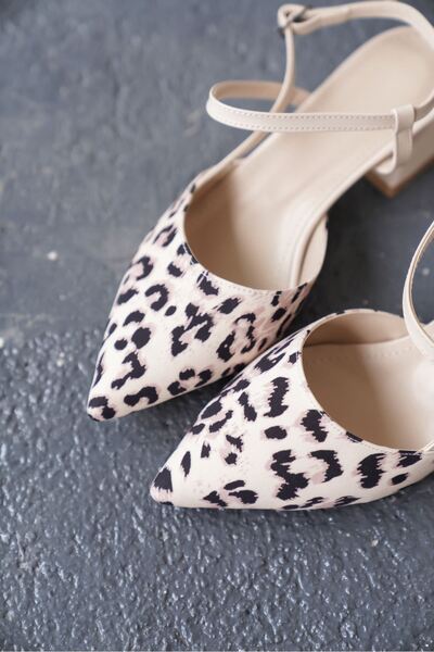 MODAADAM Kadın Franco Kısa Topuklu Ayakkabı - Ten-Leopar