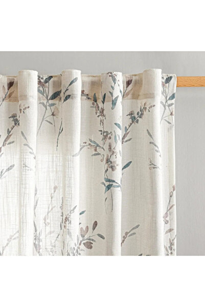 Five Store Perdea tip tesatura in cu rejansa tip tunel, model floral, Suaza, 200 g/m2, 135 x 270 cm, alb
