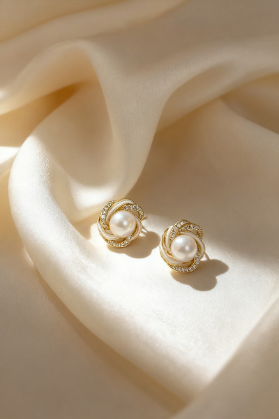 Shylyn 925 Gümüş İğneli Zirkon Kaplamalı İnci Küpe