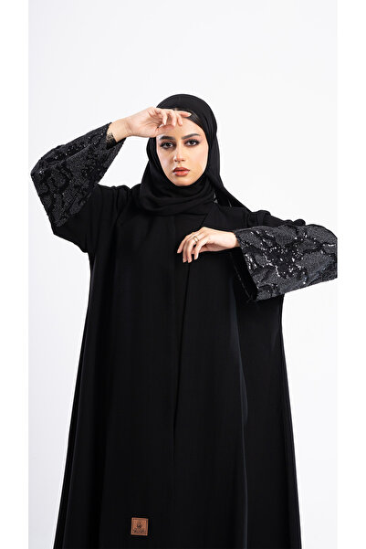 Hasnaa Abaya عباية عروب جاكار مطرز بسييم لامع مع ترتر