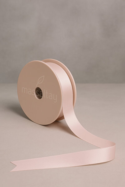 Massaltay 3 cm Açık Pudra Saten Kurdele – Parlak Dekoratif Şerit, Hediye Pake...
