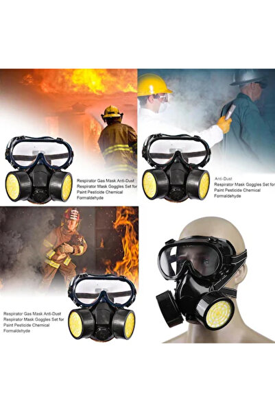 OEM Mask and goggles set, for working in chemical environments, paint fumes or dust, with 2 filters