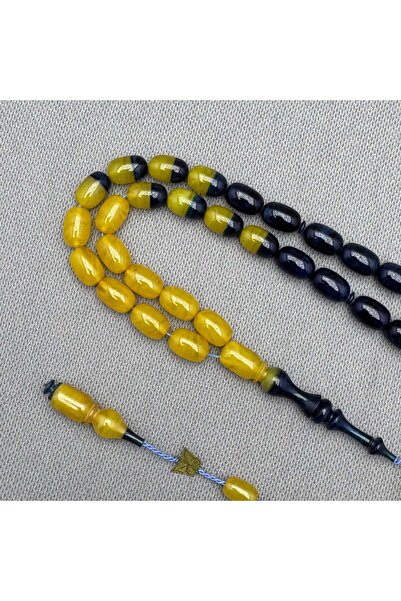 ASLAN Tesbih Emine REŞVANİ Usta İşçilikli Sarı Lacivert Renk Geçişli Hareli S...