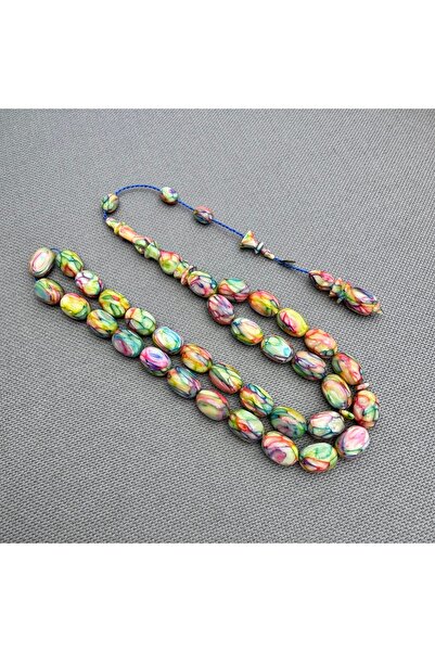ASLAN Tesbih Dalgıç Usta Usta İşçilikli Özel Seri Multi Color Fransız Galalith ( Galanit ) Tespih