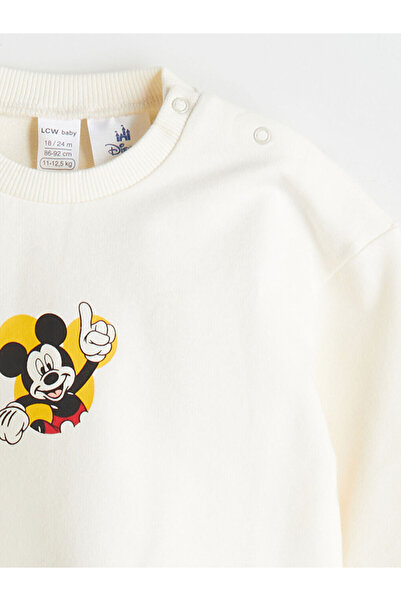 LC Waikiki Bisiklet Yaka Mickey Mouse Baskılı Erkek Bebek Sweatshirt ve Eşofman Alt