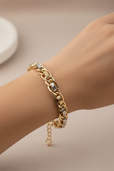 Moda Gümüş 925 Ayar Gümüş Altın Kaplama Kadın Hallow Bileklik