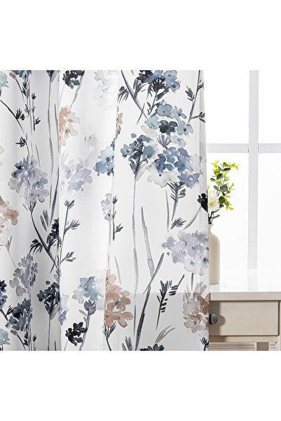 Five Store Blackout drapery with rings, floral pattern, Premuda, density 200 g/m2, 135 x 270 cm, brown