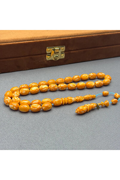 ASLAN Tesbih Dalgıç Usta İşçilikli Özel Seri Fransız Turuncu Galalith ( Galan...