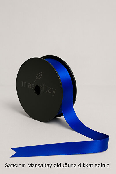 Massaltay Panglică din satin albastru Saks de 3 cm – panglică decorativă stră...