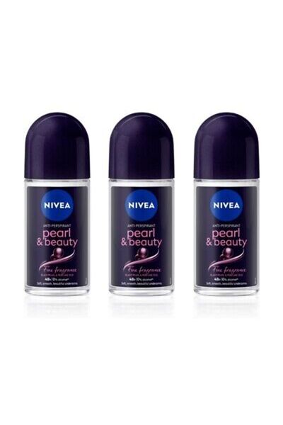 NIVEA 3 x 50ml Anti Perspirant Deodorant Roll On Pearl Beauty Pores Underarms