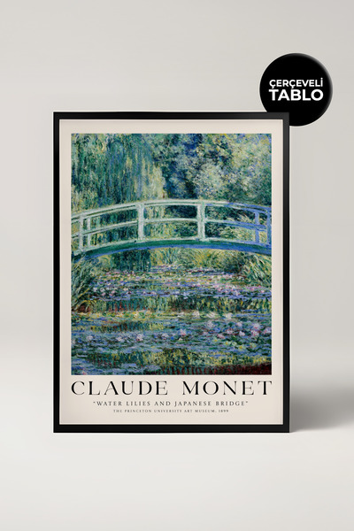 House Gorgeous Claude Monet Water Lilies and Japanese Bridge Çerçeveli Tablo