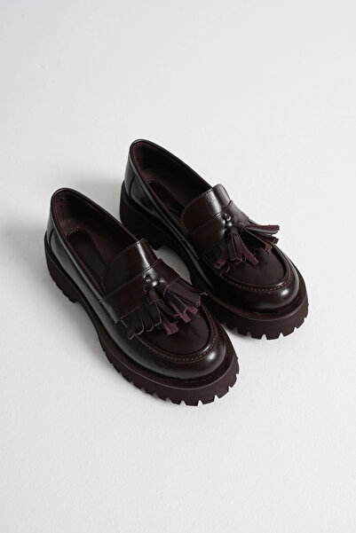 MFT AYAKKABI Kadın Günlük Rahat Püsküllü Loafer Kahverengi