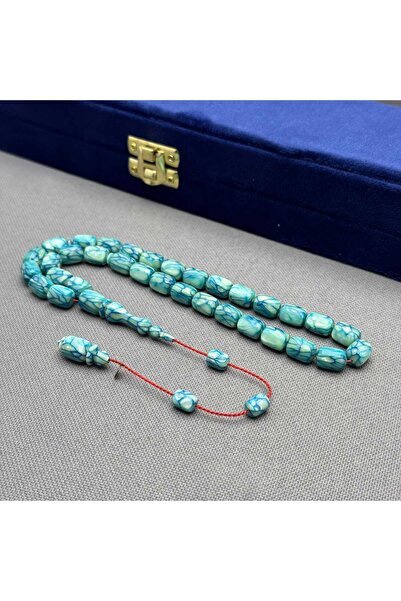 ASLAN Tesbih Dalgıç Usta İşçilikli Özel Seri Fransız Turkuaz Galalith ( Galanit ) Tespih