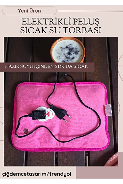 çiğdemcetasarım Peluş Kılıflı Emojili Sıcak Su Torbası 1 lt Cepli El Geçmeli Sıcak Su Torbası Elektrikli Isıtıcı