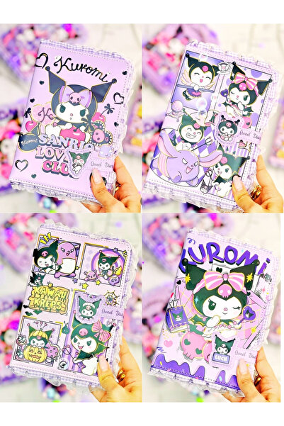 ÖZ OFİS Kuromi Sanrio 100 Yaprak Püskül Kenarlı Mıknatıs Kapak Pofuduk Kapak ...