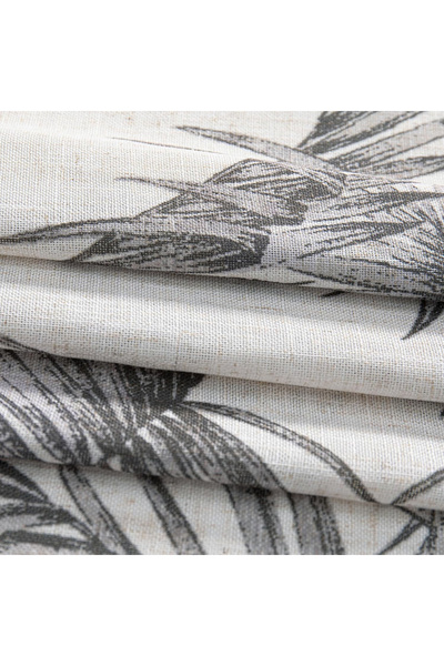 Five Store Linen fabric curtain with rings, palm leaves, Tenier, density 200 g/m2, 135 x 270 cm, beige