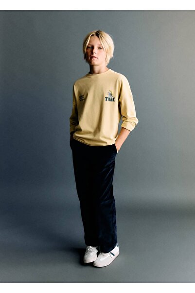 MANGO Kids Kayık desenli pamuklu tişört