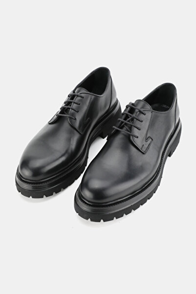 TUNAELLİ Men's Black Genuine Natural Leather Size 39-46 Lace-Up Oxford Shoes