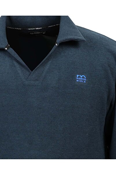 tambattal Plus Size Buttonless Polo Neck Velvet Sweater