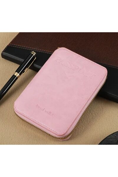 Dgt Luxury Κάλυμμα διαβατηρίου, με φερμουάρ, μπλοκάρισμα RFID, με υποδοχές πολλαπλών καρτών, πορτοφόλι ταξιδιού