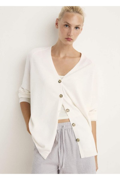 MANGO Woman Düğmeli yün hırka