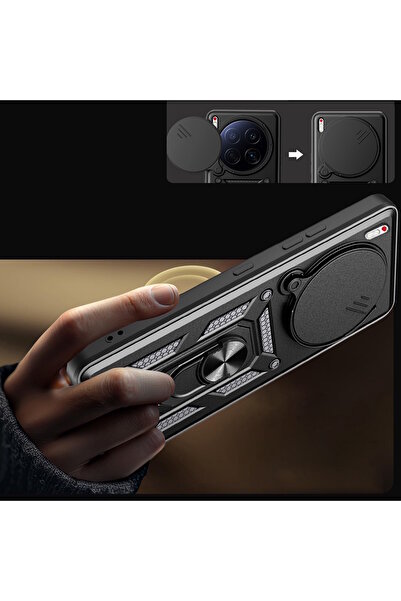 m.tk moveteck Tecno Camon 40 Premier 5G Kılıf Kamera Korumalı Sürgülü Yüzüklü Armor Military Tank Kızaklı Kapak