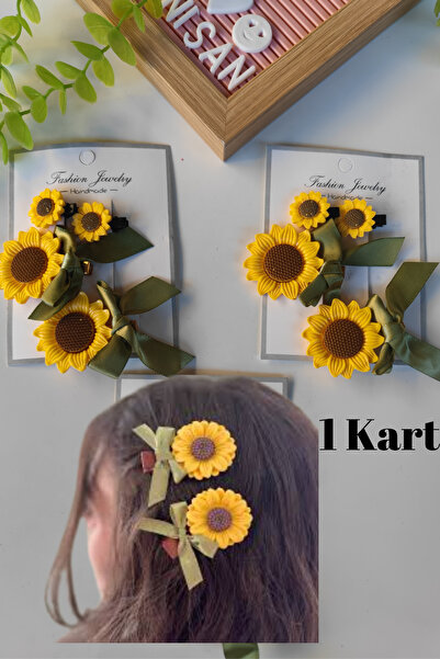 Nisankids Σετ κλιπ ανθοδέσμης ηλίανθου με σατέν φιόγκο (4 τεμάχια)