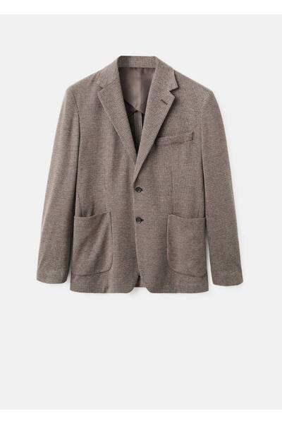 MANGO Man Slim fit mikro kazayağı desenli blazer ceket