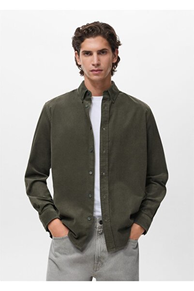 MANGO Man Klasik kesim mikro fitilli kadife gömlek