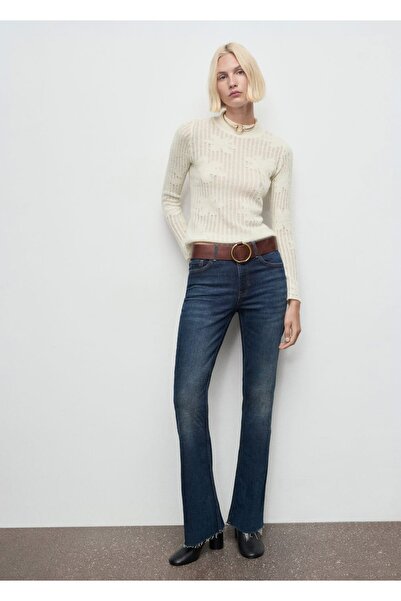 MANGO Woman Çiçek desenli ajur örgü kazak