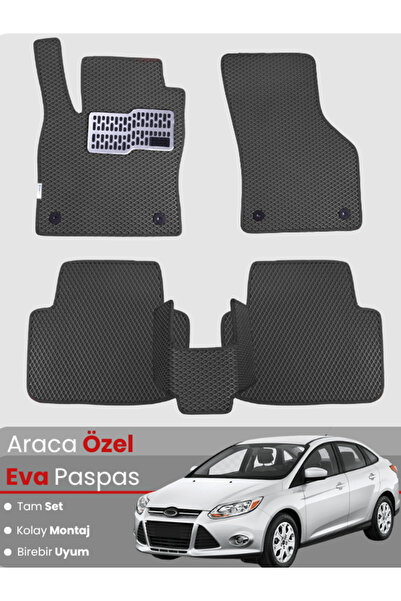 CYBERLİNE FORD FOCUS 3 (2011-2014) Uyumlu EVA Paspas Tam Set–Araca Özel,Su Ge...