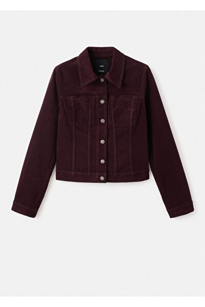 MANGO Woman Dikişli kadife mont