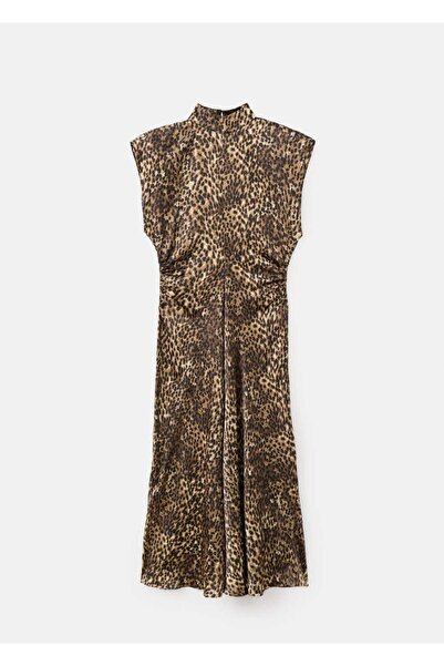 MANGO Woman Leopar desenli saten elbise