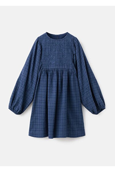 MANGO Kids İşleme detaylı kareli elbise