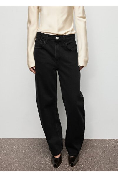 MANGO Woman Pantaloni de blugi tip barrel cu talie înaltă