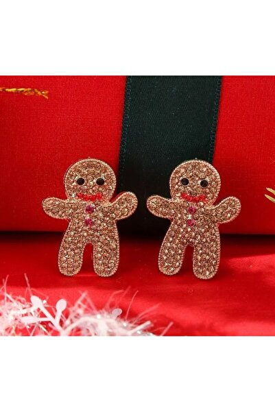 Dgt Luxury Christmas, New Year's Earrings, Sparkling Stones, Gingerbread Man