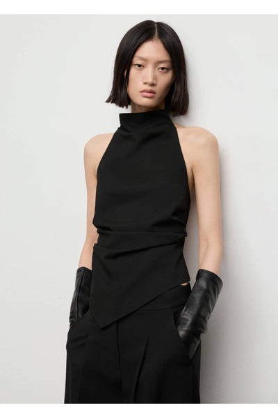 MANGO Woman Sırtı açık halter yaka bluz