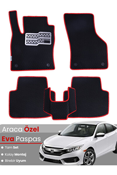 stiloto HONDA CİVİC FC5 (2016-2021) Uyumlu EVA Paspas Tam Set–Araca Özel,Su G...