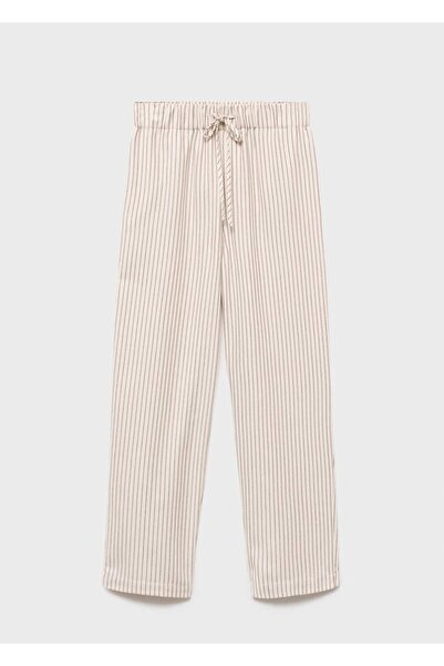MANGO Woman Dokuma çizgili flanel pantolon