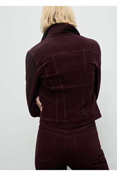 MANGO Woman Dikişli kadife mont