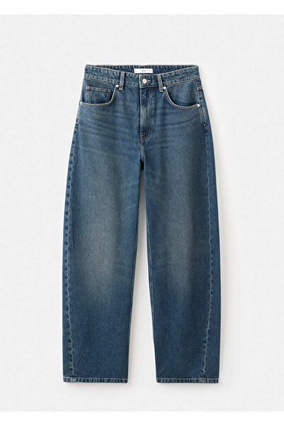 MANGO Woman Orta belli barrel jean pantolon
