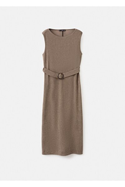 MANGO Woman Kemerli örgü elbise