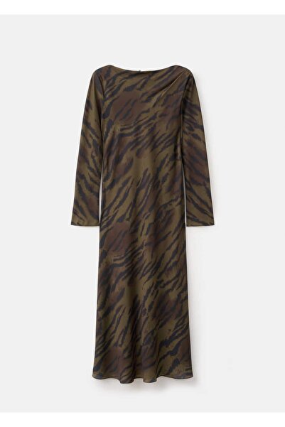 MANGO Woman Saten hayvan desenli elbise