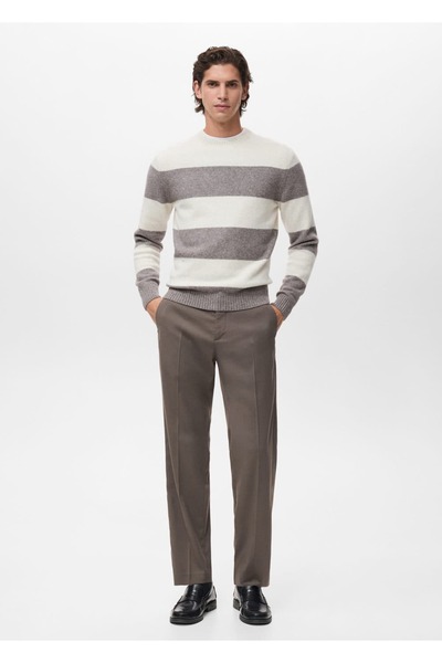 MANGO Man Yün karışımlı çizgili kazak
