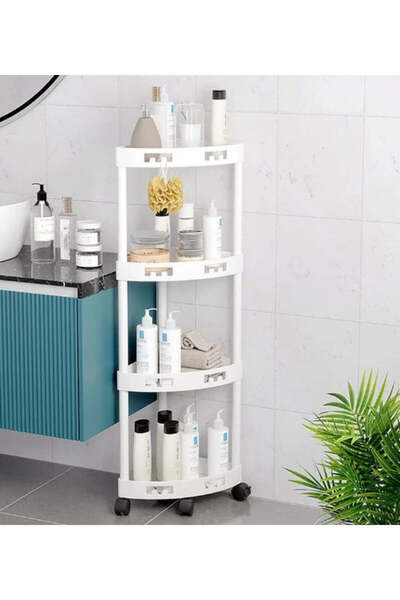 OEM Corner shelf for bathroom, kitchen, balcony, with wheels and 4 storage spaces