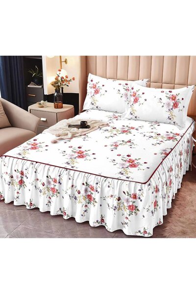 Happy Home Cearceaf de pat cu volanas Finet , 160x200cm + 2 fete de perna 50x70cm