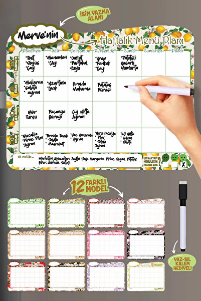 cici magnet www.cicimagnet.com Limon Temalı Haftalık Menü Planlayıcı Magnet B...