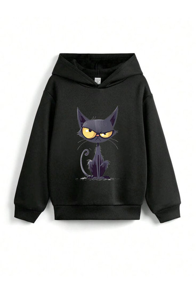 stil x Детска суитшърт с качулка и принт на сладки котки