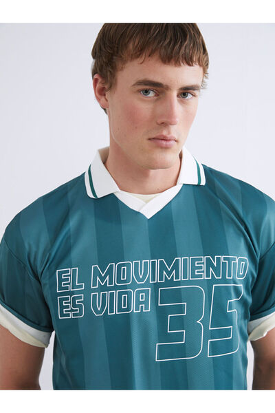 LC Waikiki Xside Green Polo Neck Printed Men's T-Shirt