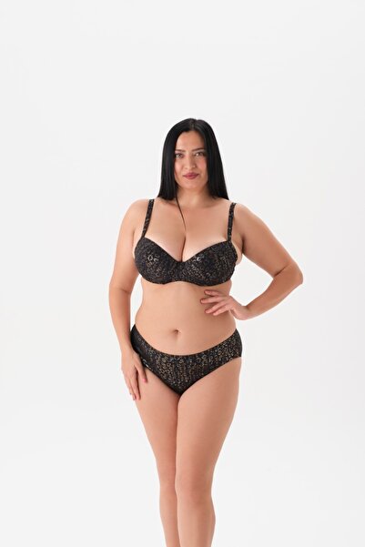 Eros Büyük Beden Kaplı Balenli Parlak Leopar Bikini Takım